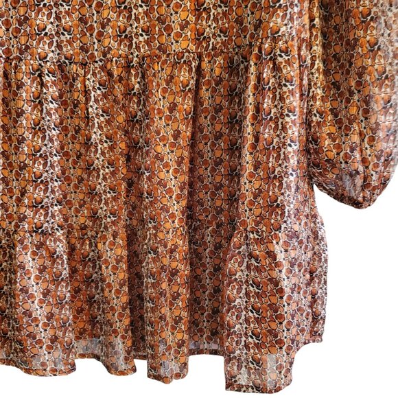 NWT Molly Bracken Shades of Rust / Copper with tiered ruffle bottom Size Small - Picture 4 of 14